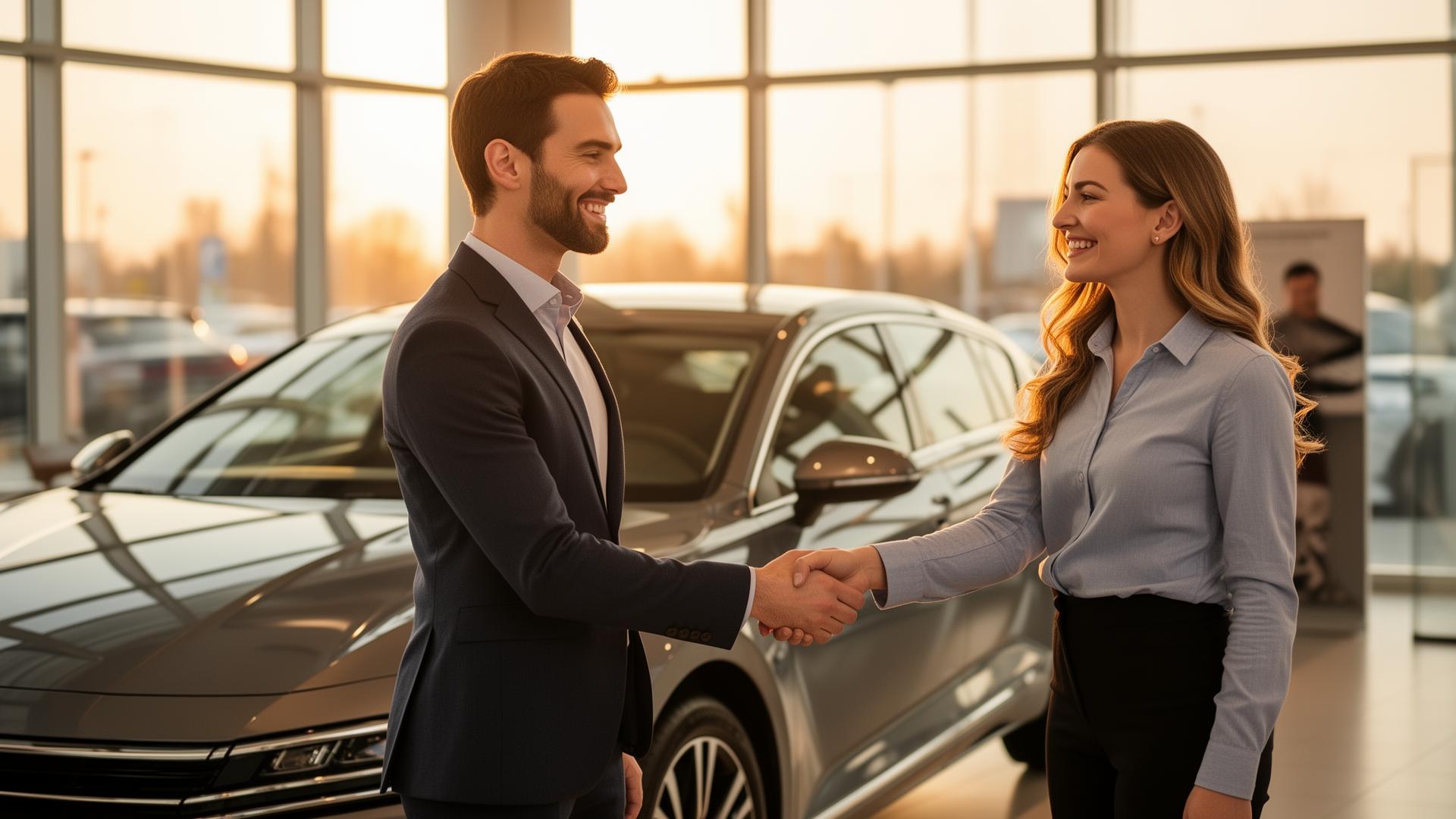 Auto consultant with client